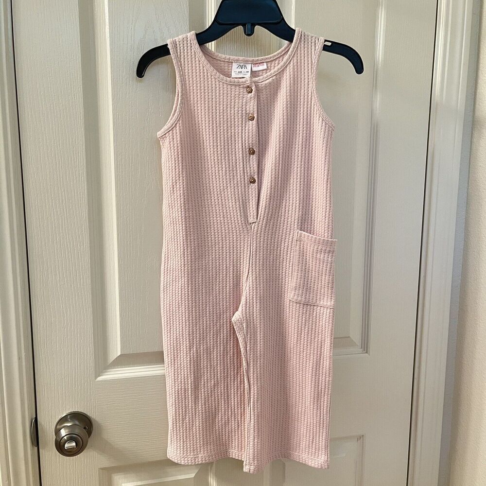 Zara Girls Pink Waffle Knit Bodysuit Jumpsuit Girls Size 2-3 years NWOT